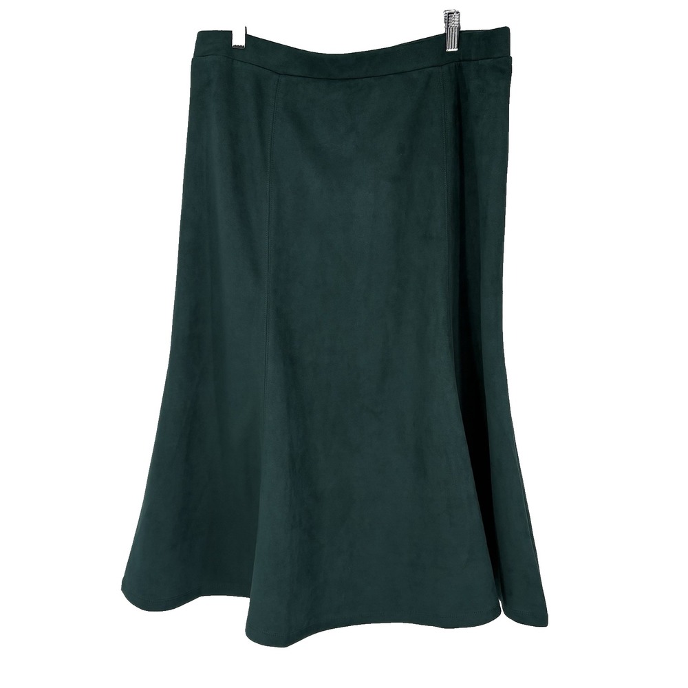 Jason Wu Womens Faux Suede‎ Maxi Skirt L Green A Line Classic Holidays Minimal